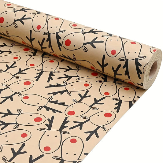 Cute & Childish Elk Holiday Gift Wrap