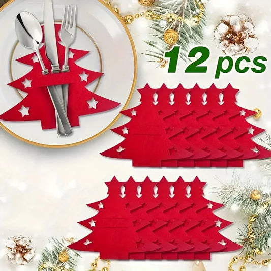 Christmas Tree Shaped Felt Cutlery Mats