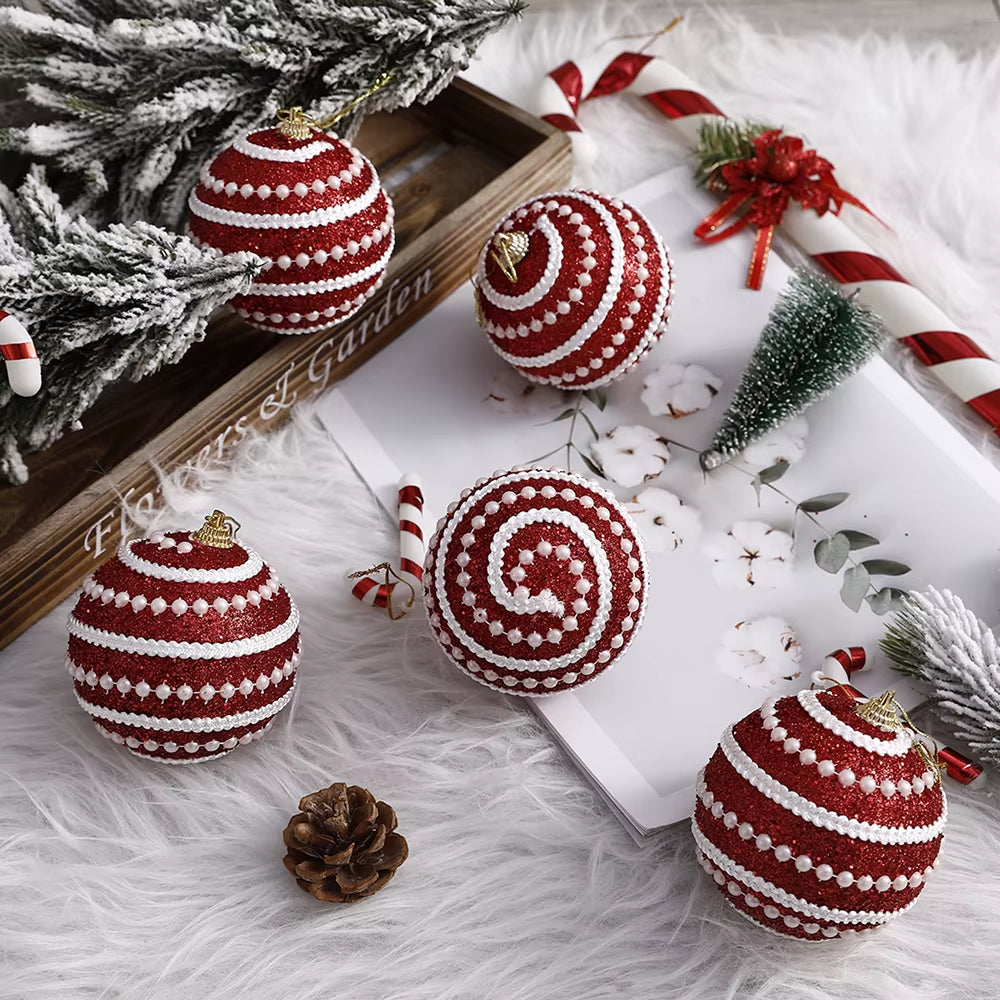 2/4Pcs 8CM Christmas Hanging Balls Sequined Glitter Ball Xmas Tree Lightweight Foam Pendant New Year Home Decor Navidad 2023